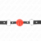 KINK - BALL 4 CM GAG CON SERRATURA SFERA ROSSA CINTURINO NERO 60 x 2 CM
