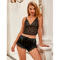 SUBBLIME - 953935 VESTAGLIA DA NOTTE CASUAL IN SETA + PANTALONI IN PIZZO NERO S/M