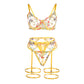 SUBBLIME - 954345 REGGISENO + PERIZOMA + CINTURA REGGISENO FLOREALE GIALLO S/M
