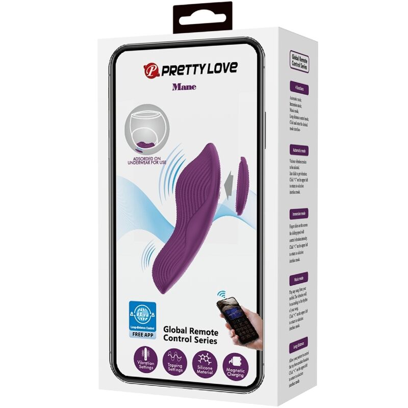 PRETTY LOVE - MANE LAY ON CLITORIDE MASSAGGIATORE 10 VIBRAZIONI TELECOMANDO VIOLA