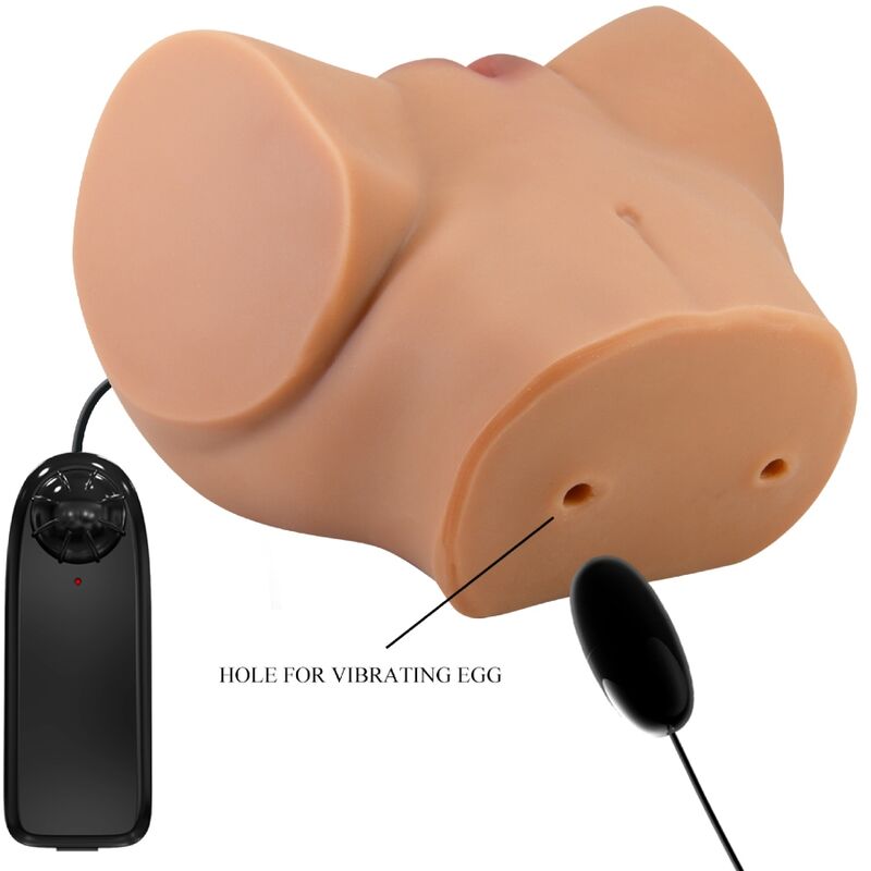 CRAZY BULL - VIBRATORE EMILIA ASS CON VAGINA E ANO REALISTICI CARNE TELECOMANDO