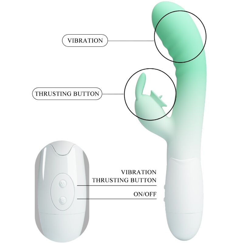 PRETTY LOVE - VIBRATORE CONIGLIO CERBERUS 3O VIBRAZIONI VERDE