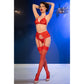 CHILIROSE - CR 4848 SET REGGISENO + PERIZOMA + CALZE IN PIZZO ROSSO XL