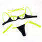 SUBBLIME - 955274 COMPLETO REGGISENO CON COLLANA E DETTAGLI GAMBA VERDE FLUORESCENTE S/M