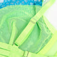 SUBBLIME - 955311 COMPLETO REGGISENO CON PIZZO E LINEE GIARRETRICI VERDE E BLU S/M