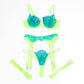 SUBBLIME - 955328 COMPLETO REGGISENO CON PIZZO E LINEE GIARRETRICI VERDE E BLU L/XL