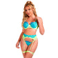 SUBBLIME - 955328 COMPLETO REGGISENO CON PIZZO E LINEE GIARRETRICI VERDE E BLU L/XL