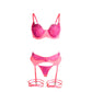 SUBBLIME - 955359 COMPLETO REGGISENO CON PIZZO E GIACCHETTI ROSA E VIOLA S/M