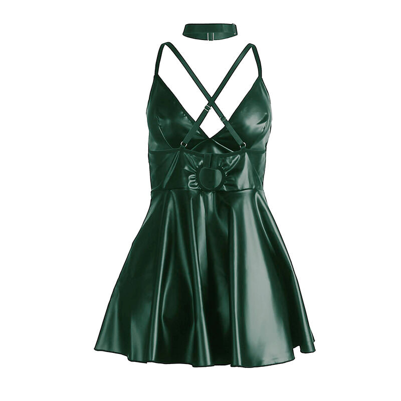 SUBBLIME - 955441 ABITO CON SPALLINE IN PELLE VERDE L/XL