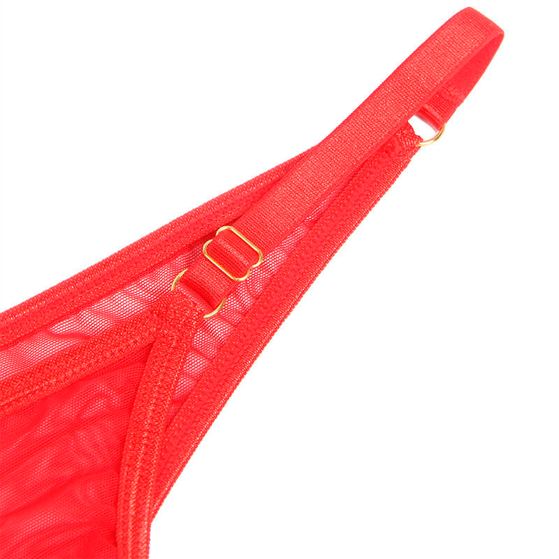 SUBBLIME - 955519 COMPLETO REGGISENO CON CATENE E CUORE IN RETE ROSSO S/M