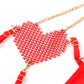 SUBBLIME - 955519 COMPLETO REGGISENO CON CATENE E CUORE IN RETE ROSSO S/M