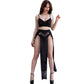 CHILIROSE - CR 4672 GONNA TOP NERA E PERIZOMA CON CATENE ORO L