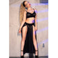 CHILIROSE - CR 4672 GONNA TOP NERA E PERIZOMA CON CATENE ORO XL