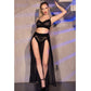 CHILIROSE - CR 4672 GONNA TOP NERA E PERIZOMA CON CATENE ORO XL