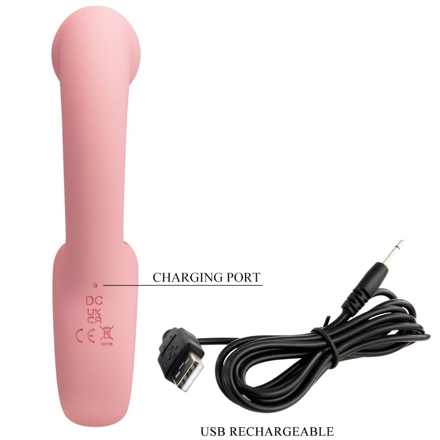 PRETTY LOVE - ERYNNYES VIBRATORE PUNTO G + STIMOLATORE CLITORIDEO 10 VIBRAZIONI ROSA