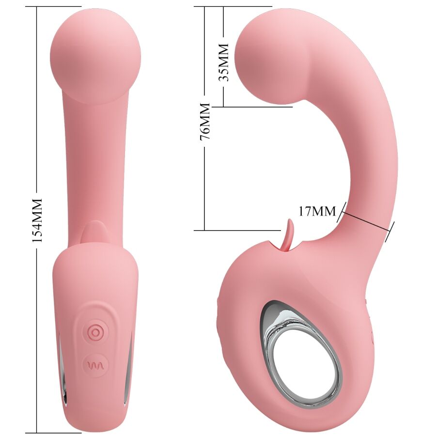 PRETTY LOVE - ERYNNYES VIBRATORE PUNTO G + STIMOLATORE CLITORIDEO 10 VIBRAZIONI ROSA