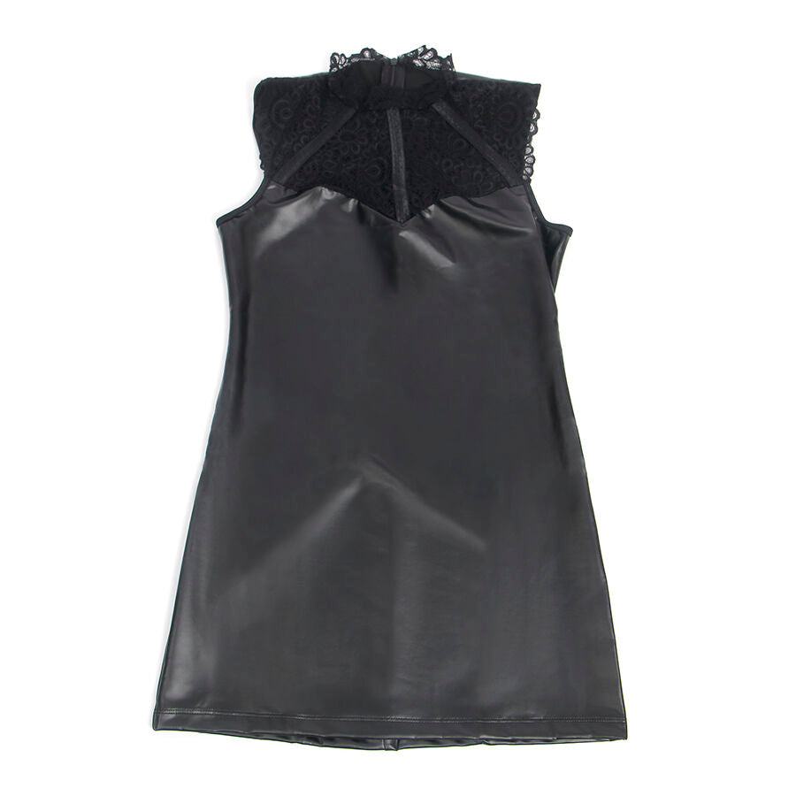 SUBBLIME - 957551 ABITO IN PELLE CON COLLO IN PIZZO NERO L/XL