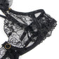 SUBBLIME - 957490 SET REGGISENO E GIARRETTIERA IN PIZZO NERO L/XL