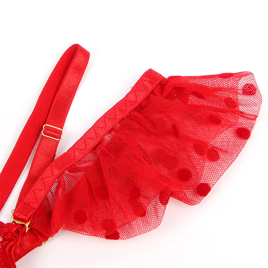 SUBBLIME - 957506 COMPLETO REGGISENO E GIARRETTIERA IN PIZZO ROSSO S/M