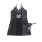 SUBBLIME - 957520 ABITO IN PELLE CON PIZZO FLOREALE NERO S/M