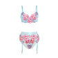 SUBBLIME - 957643 SET REGGISENO E CINTURA RICAMO FIORI ROSA S/M