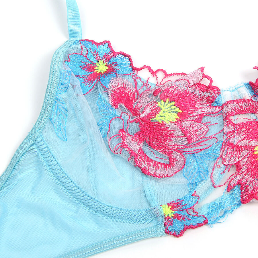 SUBBLIME - 957650 SET REGGISENO E CINTURA RICAMO FIORI ROSA L/XL