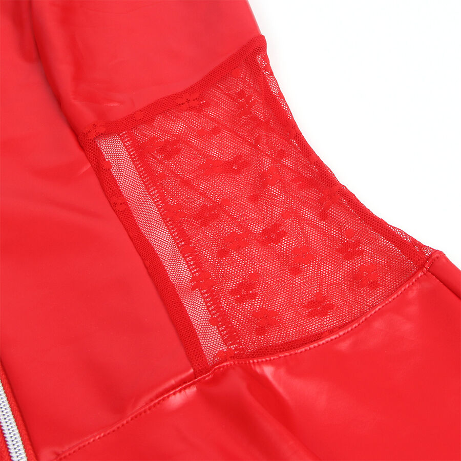 SUBBLIME - 957728 ABITO IN PELLE CON ZIP E PIZZO ROSSO S/M