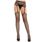 LEG AVENUE - CALZE IN PIZZO CON CROCE E CINTURA REGGICALZE NERE