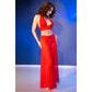 CHILIROSE - CR 4857 SET TOP E PANTALONI ROSSI TAGLIA L