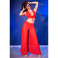 CHILIROSE - CR 4857 SET TOP E PANTALONI ROSSI TAGLIA XL
