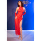 CHILIROSE - CR 4853 ABITO IN PIZZO ROSSO CON GUANTI L/XL