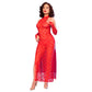 CHILIROSE - CR 4853 ABITO IN PIZZO ROSSO CON GUANTI S/M