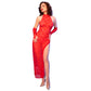 CHILIROSE - CR 4853 ABITO IN PIZZO ROSSO CON GUANTI L/XL