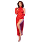 CHILIROSE - CR 4853 ABITO IN PIZZO ROSSO CON GUANTI L/XL