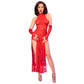 CHILIROSE - CR 4853 ABITO IN PIZZO ROSSO CON GUANTI L/XL