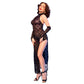 CHILIROSE - CR 4853 ABITO IN PIZZO NERO CON GUANTI L/XL