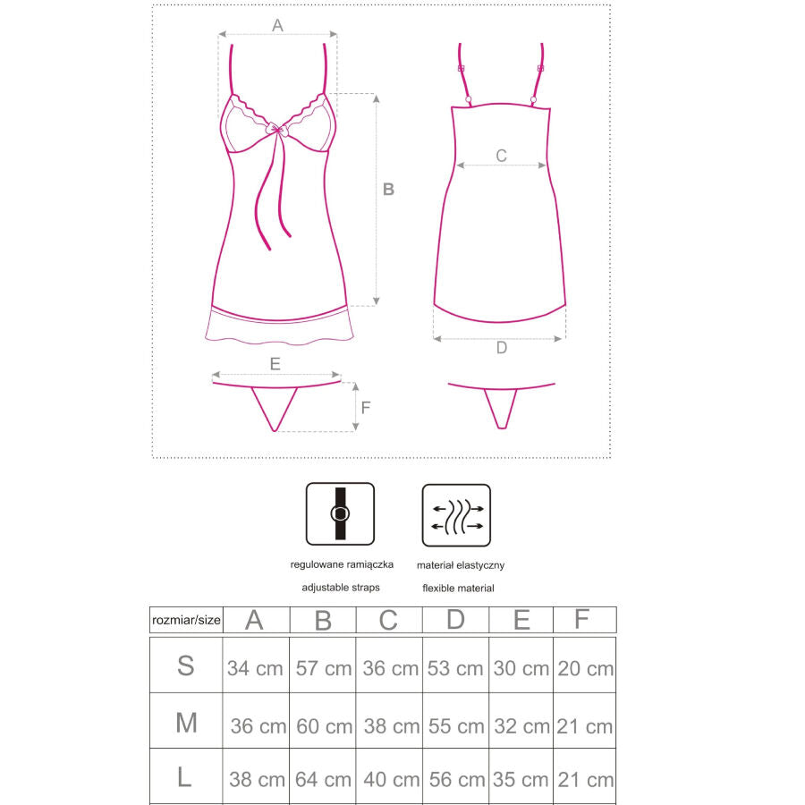 LIVCO CORSETTI FASHION - HYEONA 1710 BABYDOLL + PERIZOMA ROSA M