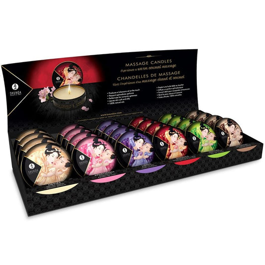 SHUNGA - MINI CARESS BY CANDLELIGHT ESPOSITORE CANDELE DA MASSAGGIO 24 UNITÀ